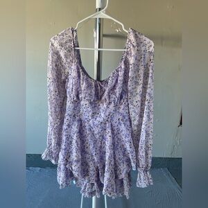 Inspired Hearts Lavender Floral Long Sleeve Skort Dress